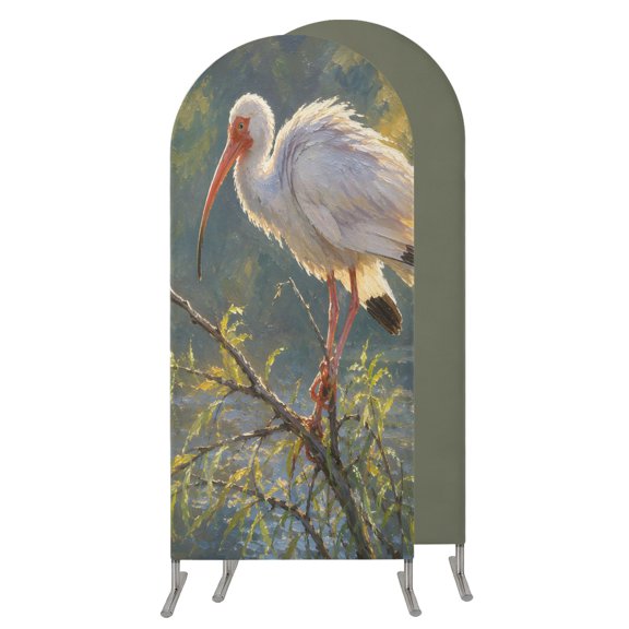 4FT Arch Backdrop Covers, White Ibis Wedding Arch Cover Stretchy, Summer Wildlife Bird Branch Natural River Forest Chiara Arches Backdrop Stand Covers for Birthday Baby Shower Party Banquet Decor