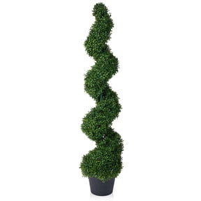 DR.Planzen 4FT Artificial Boxwood Spiral Topiary Tree – 900 Leaves Faux Boxwood Plant, UV Resistant Fake Plant – Realistic Front Door Entryway Porch Decor Potted Tree for Outdoor Garden Patio
