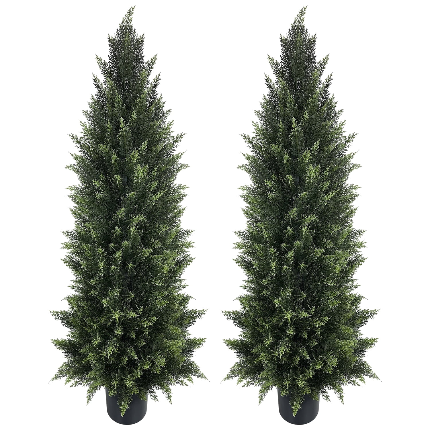 4FT Artificial Cedar Topiary Tree with Pot, UV Resistant Fake Pine Tree ...