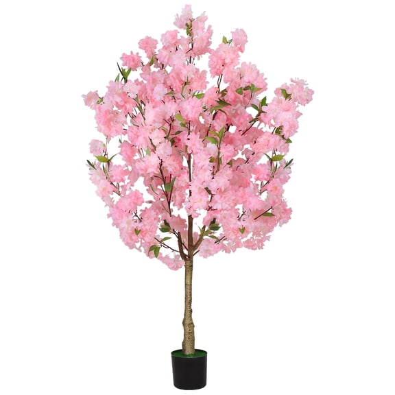 4FT Artificial Cherry Blossom Tree - Pink Sakura Fake Plant for Indoor Living Room, Bedroom & Office Decor