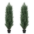 thumbnail image 1 of 4FT Artificial Green Pine Cypress Tree Realistic Plastic Faux Plant for Indoor and Outdoor Decoration 2pcs/set, 1 of 8