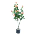 thumbnail image 1 of 4FT Artificial Hibiscuses Tree, Faux Potted Flower Plant with Realistic Flowers, Fake Flower Tree For Garden Office Party Wedding Hotel, 1 of 8