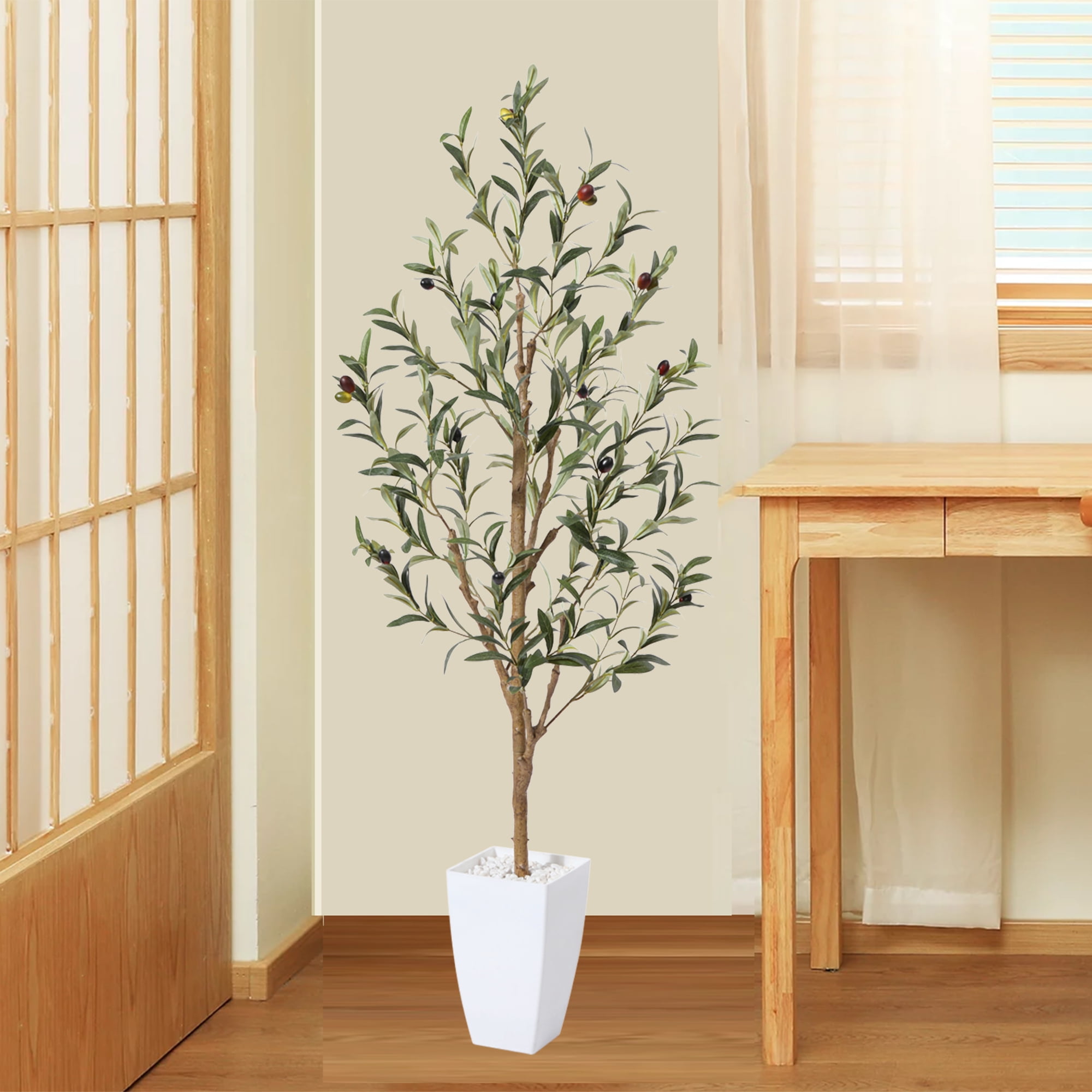 4FT Artificial Olive Tree in Planter, Indoor Outdoor Artificial Olive