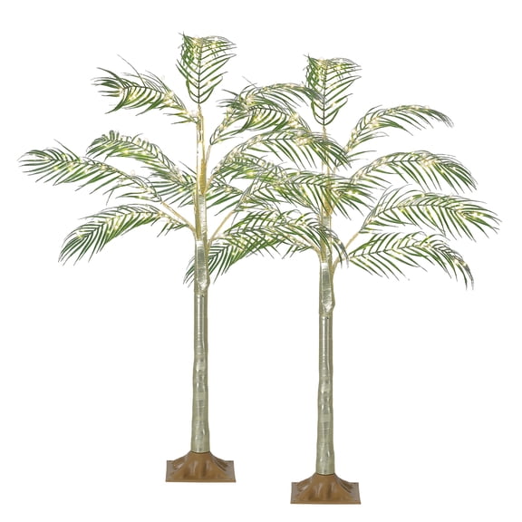 4FT Artificial Palm Tree with 180 Warm White LEDs, 4 Lighting Modes & Timer Outdoor Patio or Christmas Decor