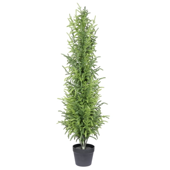 4FT Artificial Real-Touch Pine Tree, Faux Green Plant with Black Plastic Pot for Indoor or Outdoor Decor