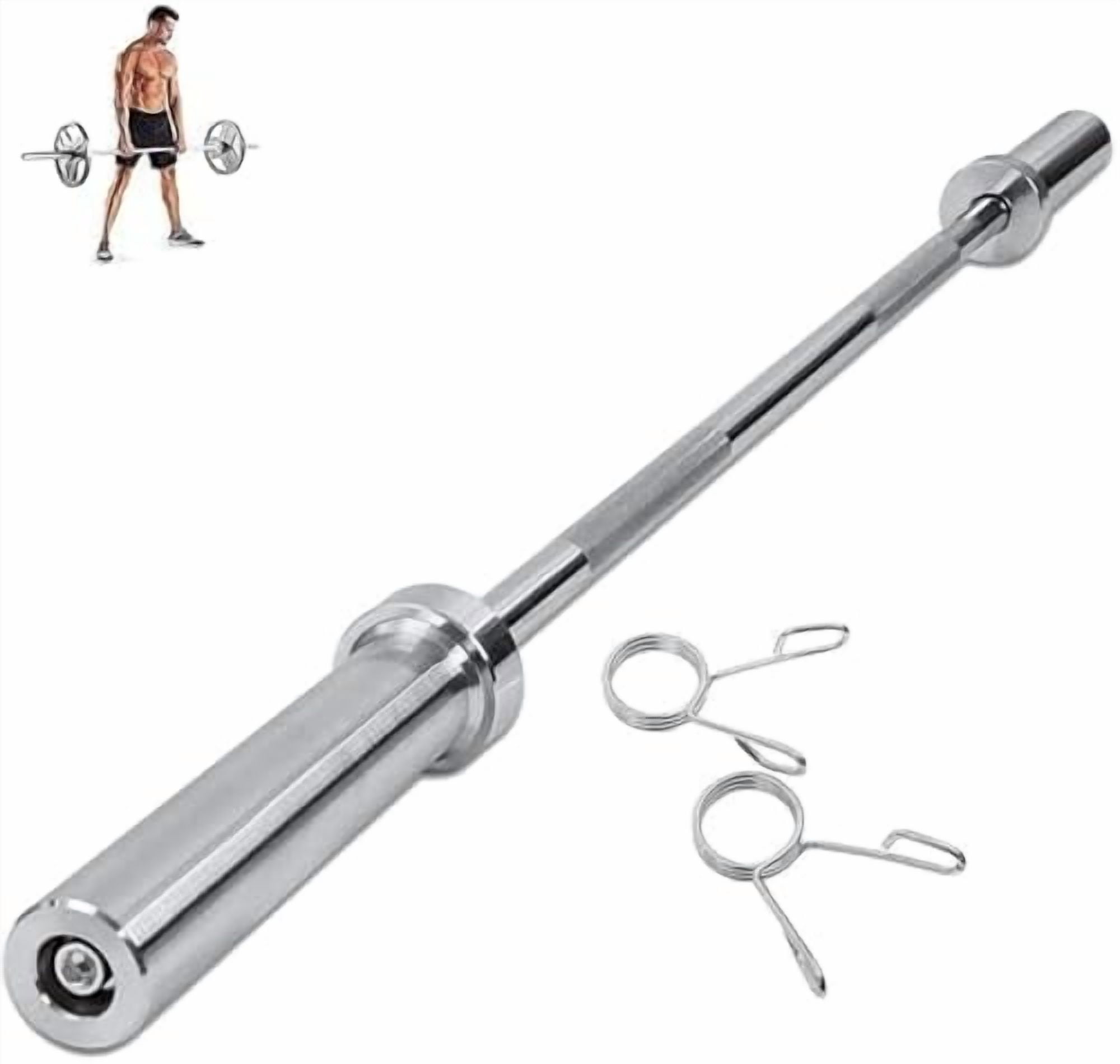 4FT Barbell Bar Solid Threaded Chrome Straight Barwith 2 inch Center ...