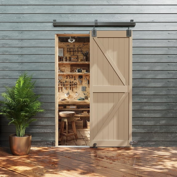 4FT Box Rail Exterior Barn Door Hardware Kit