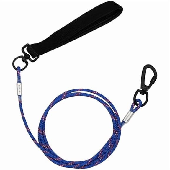 4FT Chew Proof Metal Dog Leash with Comfortable Handle, Heavy Duty Steel Cable Lead for Control Large Medium Small Dogs Walk and Train, Pet Leash with Rotate Clasp and Double Buckle (4FT,Blue)