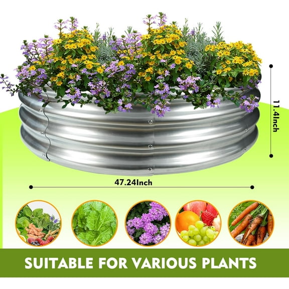 4FT Diameter Camp Fire Ring Pit, Large Round Galvanized Steel Fire Pit, Heavy Duty Steel Fire Pit Silver for Backyard, Camping, Bonfire (4x4x1FT)