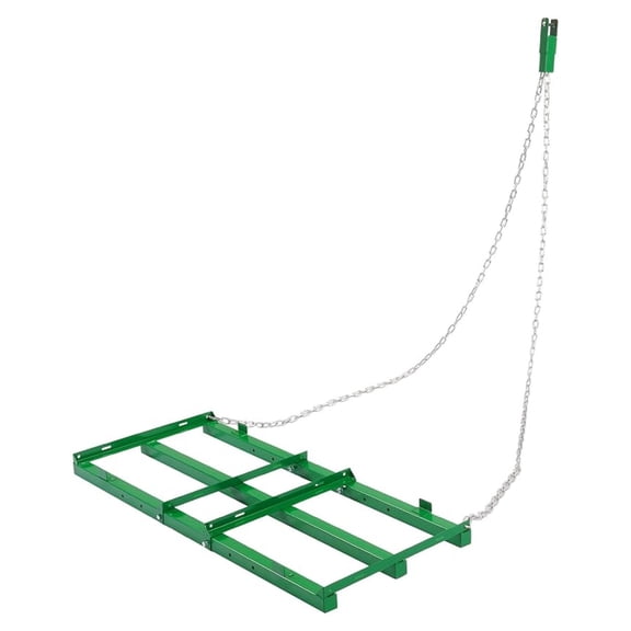 4FT Drag Driveway Grader Tow Behind Drag Lawn Leveling Rake for UTV ATV Tractor Mower Land Leveler Lawn Leveling Rake W/ 4FT Chain Steel Green Powder Coated