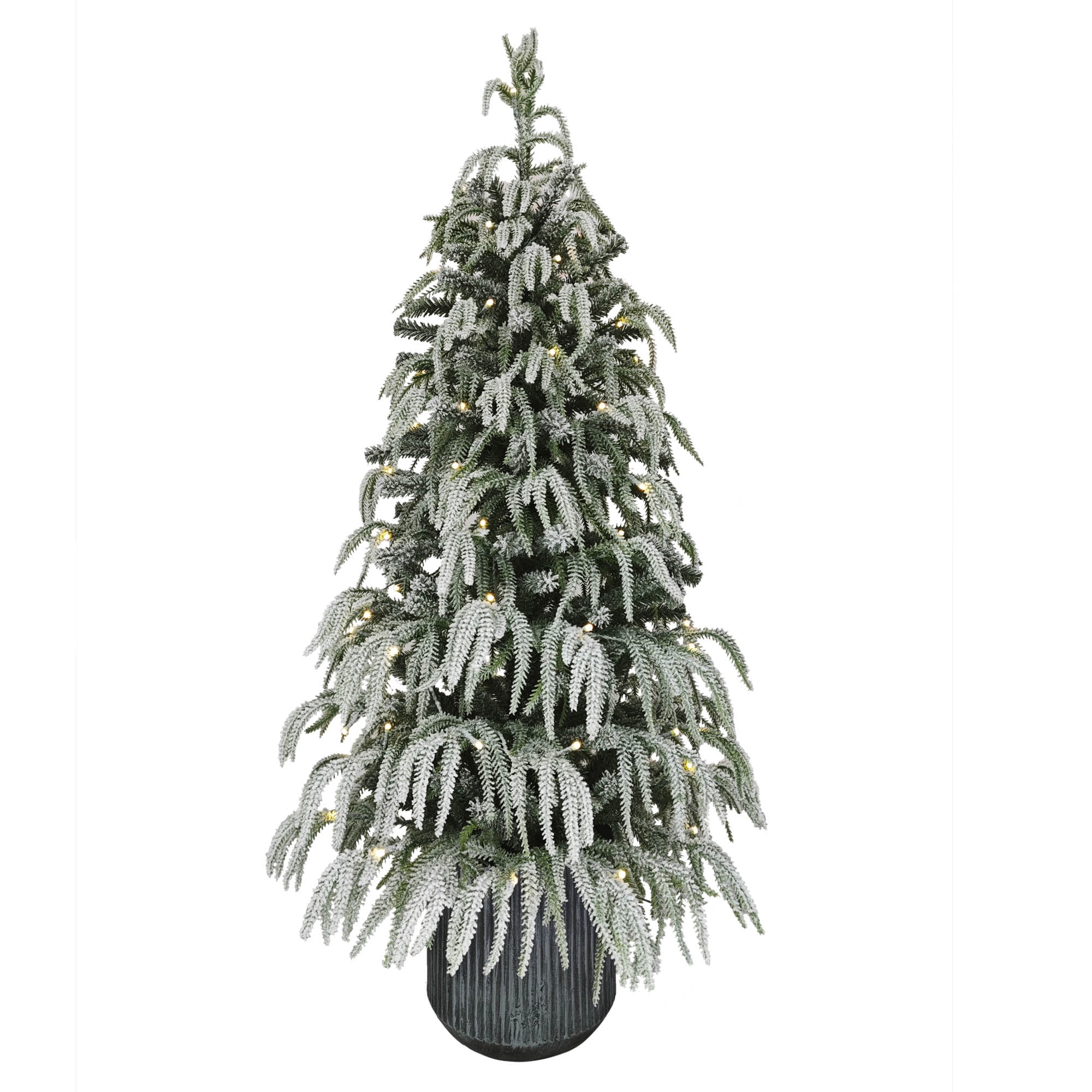 Display 4' Pre-Lit Flocked Artificial Porch Christmas Trees with LED Lights, 1 Count, by Holiday Time