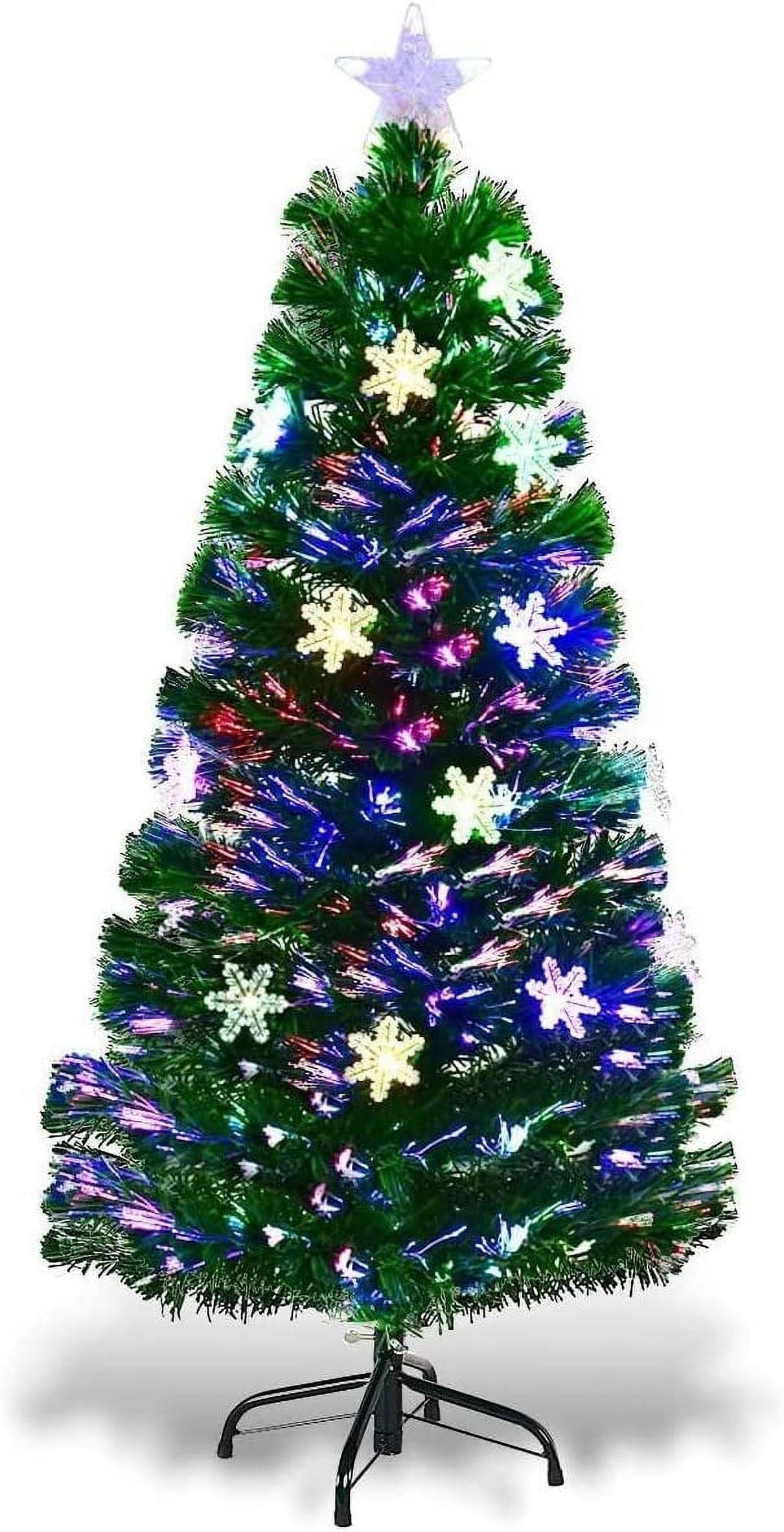 4FT Fiber Optic Artificial Christmas Tree, Prelit Xmas Tree with