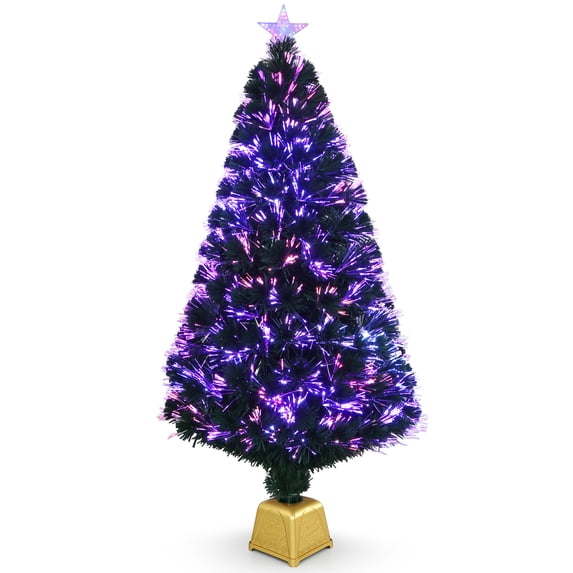 Star Rattin 4FT Fiber Optic Green Christmas Tree Artificial Tree with Stand,Pre-lit ...