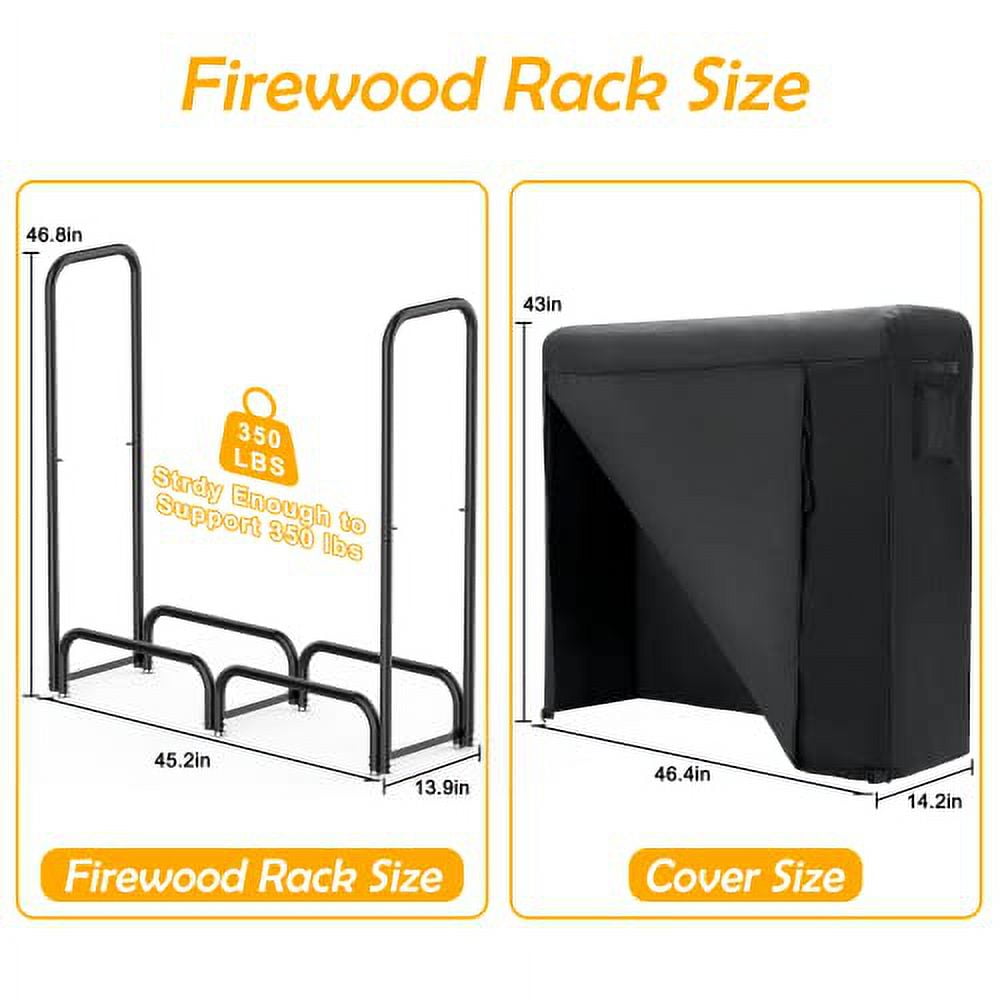 4FT Firewood Rack Outdoor with Cover,Heavy Duty wood racks outdoor for