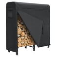 thumbnail image 1 of 4FT Firewood Rack Outdoor with Cover,Heavy Duty wood racks outdoor for firewood & 600D Fabric Waterproof Cover for Fireplace,350 LBS Weight Capacity for Outdoor Indoor Use (Black), 1 of 7