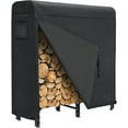 thumbnail image 1 of 4FT Firewood Rack Outdoor with Cover,Heavy Duty wood racks outdoor for firewood & 600D Fabric Waterproof Cover for Fireplace,350 LBS Weight Capacity for Outdoor Indoor Use (Black), 1 of 7