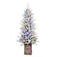 thumbnail image 1 of 4FT Flocked Christmas Tree with Multicolour LED Lights, 396 Tips, Glitter Base, 100 Lights, PE/PVC Tips with Pine Cones – Light-Up Colorful Basin, Easy Assembly Holiday Decor, 1 of 9