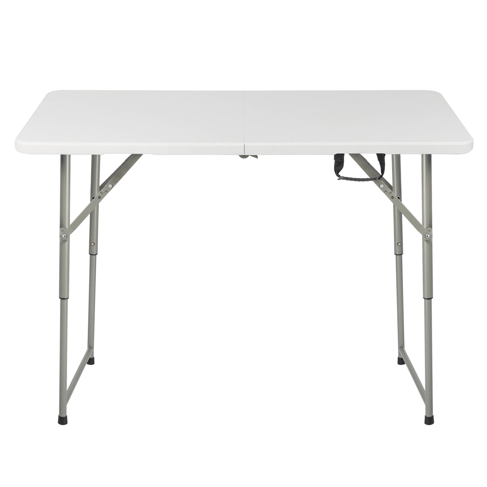 4FT Foldable Liftable HDPE Patio Table Sturdy Steel Legs Adjustable Height Outdoor Garden Space Saving Portable Dining Side Table