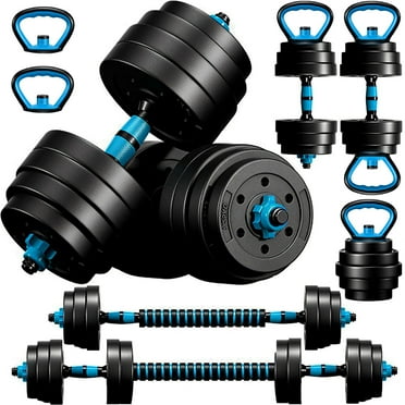 Adjustable Dumbbells,  45LBS 4-in-1 Portable Changeable Dumbbell, Kettlebells, Push up Stand and Barbell Set with Adjustable Weights Dumbbells