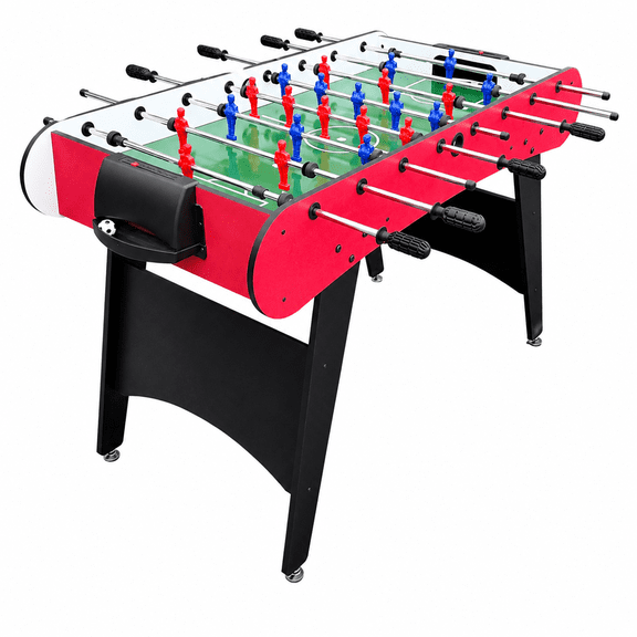 4FT Foosball Table Soccer Table, Indoor Table Football Game Table with Steel Rods, MDF Wood Finish, Leg Levelers & 2 Balls for Kids Adults Family Game Room, Wood