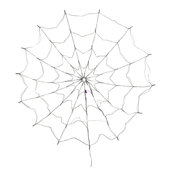 4FT Halloween Spiderweb Lights With Remote Control, 70 LED Purple Cobweb Decorations For Indoor Outdoor Garden Yard Patio, 8 Lighting Modes