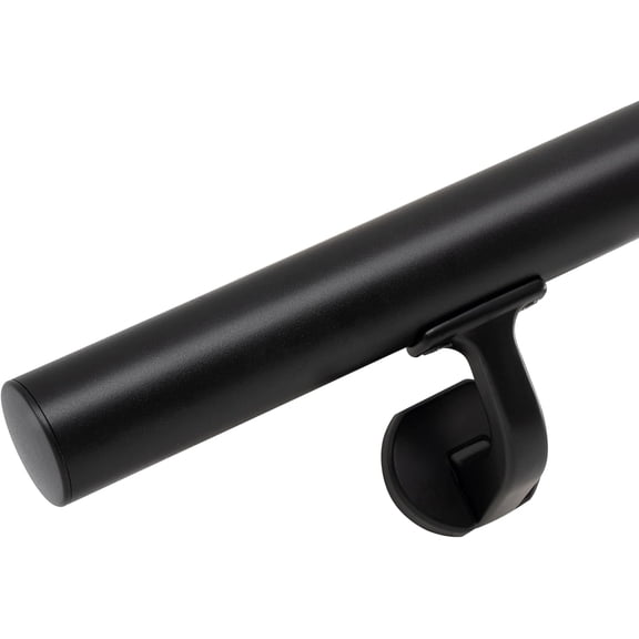 4FT Handrails for Indoor Stairs,Deck,Slope,Modern Aluminum Handrail Set, Wall Mounted, with Zink-Alloy Brackets Aluminium Railing System,Rust Free. (Matte Black, 4 FT)