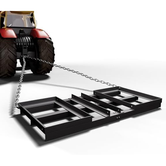 4FT Harrow Rake Driveway Grader,50 LB Heavy Duty Tow Behind Lawn Rake for Lawn Land Leveling Gravel Driveway Drag Harrow,Mower, Tractor, Black$$Garden &