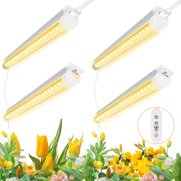 CNSUNWAY 4FT LED Grow Light, 40W Full Spectrum Plant Growing Lamp, 3000K Warm White, 4 Pack