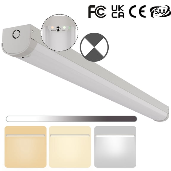 4FT LED Linear Strip 3W Emergency Output Stairwell Light, 3 CCT Selectable, 20W/40W, 2500lm/5000lm, Battery Backup, 30K/40K/50K, 0-10V Dimmable 4 Foot Commercial LED Shop Ceiling Light Fixture, FCC
