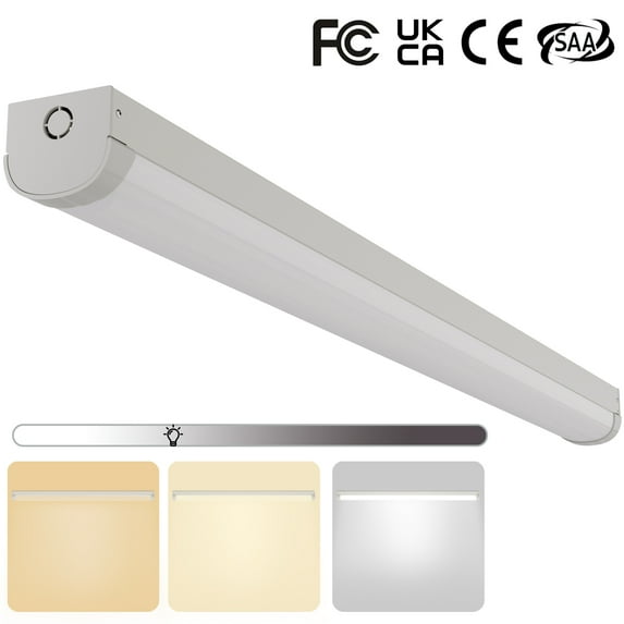 4FT LED Linear Strip Stairwell Light Fixture, 80W, 8800lm, 3000K/4000K/5000K, IP20, SCR Dimmable 4 Foot Commercial Grade Indoor LED Shop Ceiling Light Fixture for Workbench Workshop Warehouse, FCC