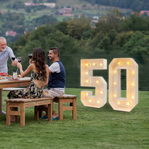 4FT LED Marquee Number 50 with Cool White Light for 50th Birthday & Anniversary Party Decor