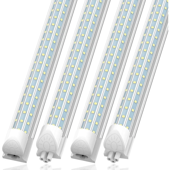 4FT LED Shop Light, 48W 7200LM 6000K Cool White, D-Shape 300 Beam Angle, Linkable T8 LED Tube Lights Fixtures, 4 Foot Shop Lights for Workshop Garage Workbench, ETL Listed, 4 Pack