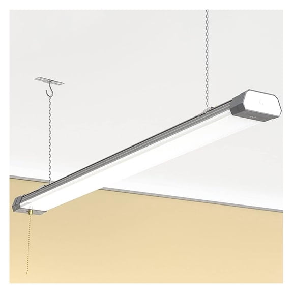 4FT LED-Shop-Lights-Linkable, ETL Listed 100W 13000lm 5000K Super Bright Shop Lights Linkable Plug Cable, LED Shop Light Pull Chain (ON/Off) for Workshops Hanging (1 Pack)