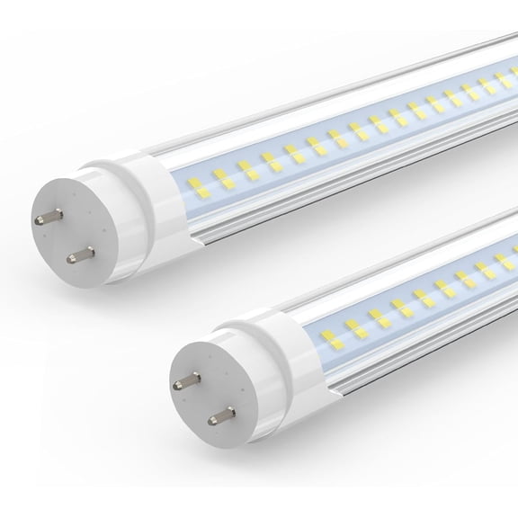 4FT LED T8 Type A+B Tube Lights, 28W(80W Equivalent), 4060LM, 6500K, Single or Double End Powered, Plug and Play or Ballast Bypass, 4 Foot T10 T12 Fluorescent Bulbs Replacement, Clear(2-Pack)