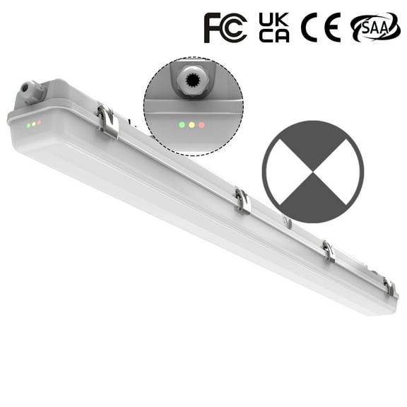 4FT LED Vapor Tight Emergency Light, Battery Backup IP65 IK08 20W/40W 2500lm/5000lm LED Vapor Proof Fixture, 5000K, 100-277V, 4 Foot Waterproof LED Outdoor Shop Light Fixture for Carport Car Wash,FCC