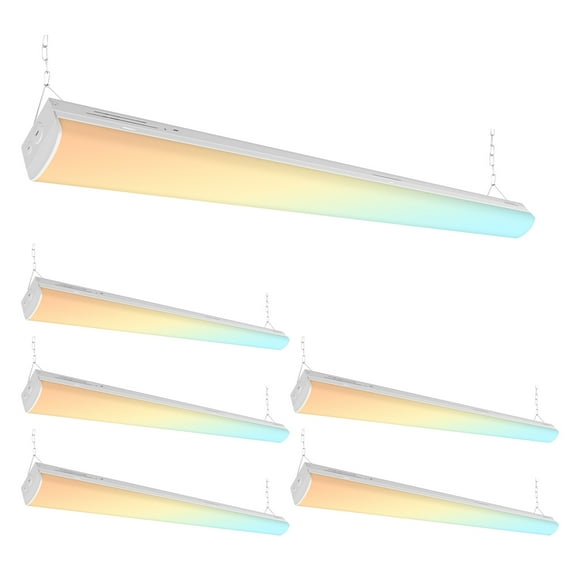 4FT Led Light Fixtures,45W 0-10V Dimmable Led Shop Light,48 Inch Led Light Fixture,5850LM, 3500-5000K, Dimmable 4FT Shop Light,Warehouse,Garage 5 Year Support(Chain Inside Lamp Shade)