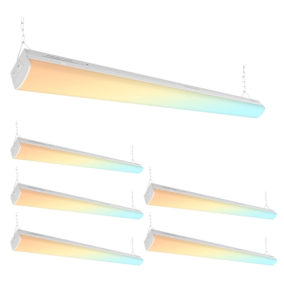 4FT Led Light Fixtures,45W 0-10V Dimmable Led Shop Light,48 Inch Led Light Fixture,5850LM, 3500-5000K, Dimmable 4FT Shop Light,Warehouse,Garage 5 Year Support(Chain Inside Lamp Shade)
