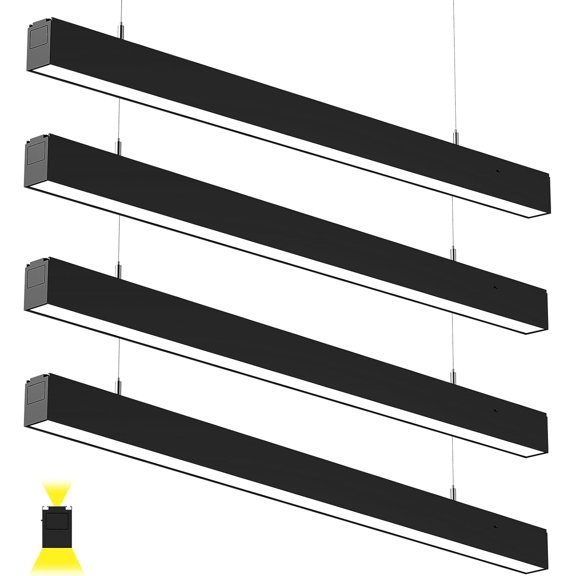 4FT Led Linear Lights,Linkable 8FT/12FT/16FT,35W Down + 15W Up Light,3/4/5KK 3CCT Selectable,Commercial Lighting Fixture for Office,0-10V Dimmable Linear Pendant Lighting for Shop,Garage,School