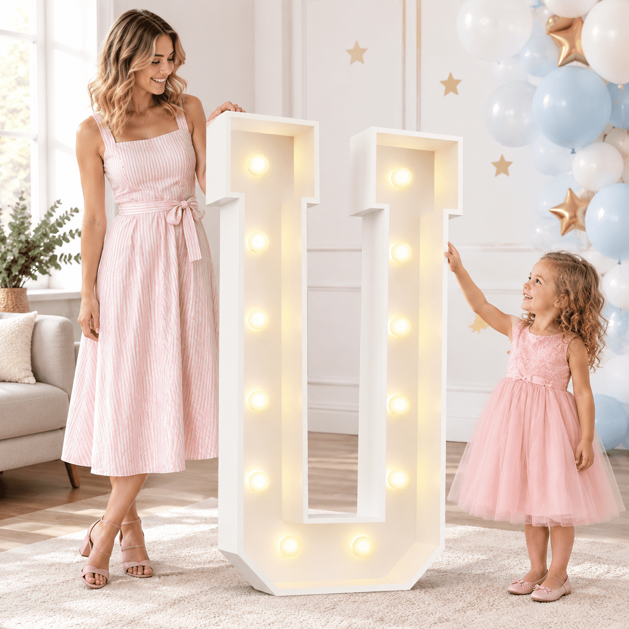 Signature Leter E 4FT Light Up Marquee Letter U, Large Decorative Lighted Sign for ...
