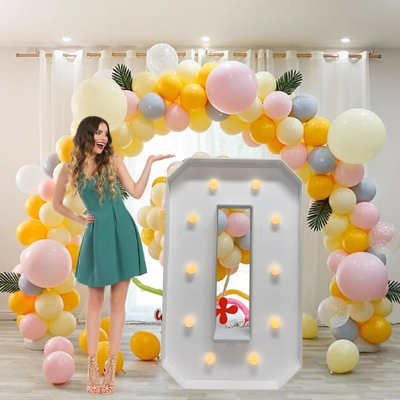 ZFUNBO 4FT Light up Marquee Numbers Warm LED Large 0 for Birthday Decoration Giant Mosaic Light up Number Anniversary Party Wedding Decoration