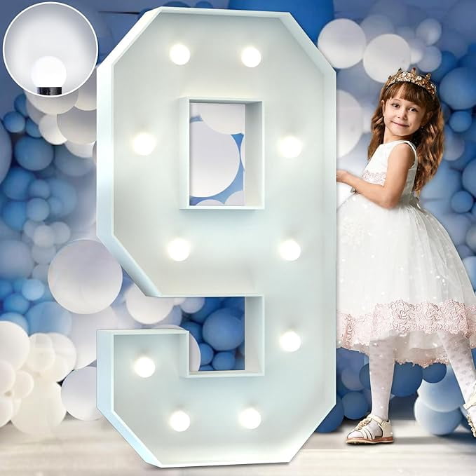4FT Light Up Marquee Numbers for Birthday Parties - Cool White Big ...