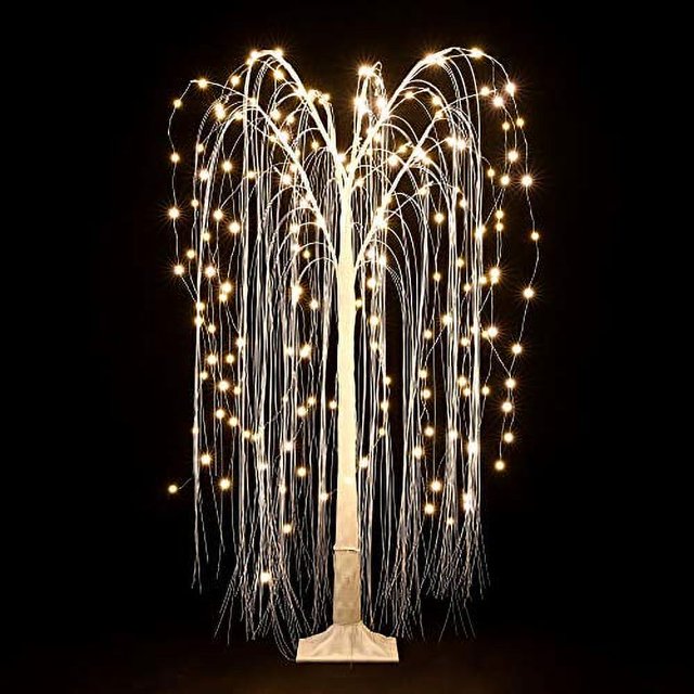 4FT Lighted Willow Tree, Lighted Tree Christmas Decorations, Prelit LED Weeping Willow Tree
