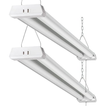 4FT Linkable 42W 4800LM 5000K LED Ceiling Lights for Garages, Pull Chain ON/Off, Linear Work Light Fixture with Plug, 2 Pack