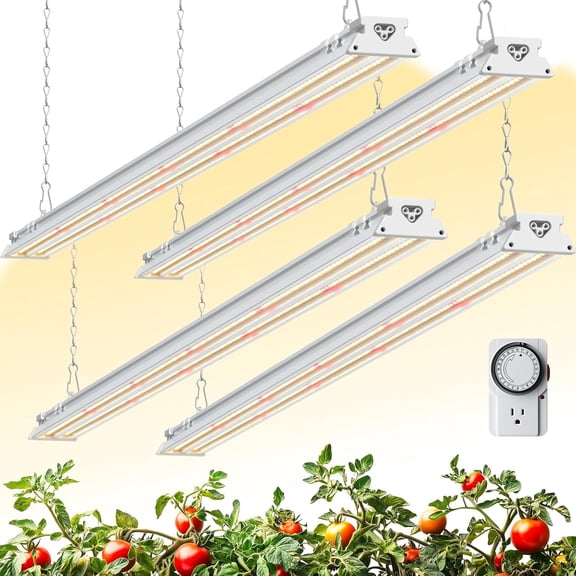 4FT Linkable Grow Light with High PPFD and Full Spectrum, 72W Equivalent to 500W, 660nm Red LEDs for Seed Starting and Indoor Plants, Includes On/Off Switch and Hanging Kit, Veg Mode, Single Pack