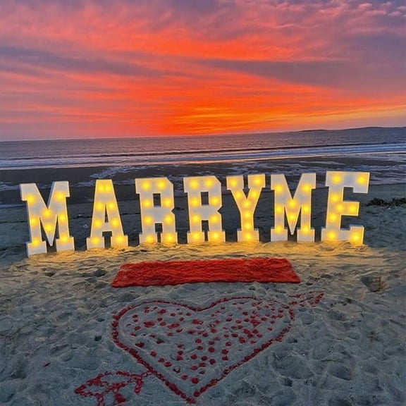 4FT-MARRY ME white letter light, suitable for decorating proposal parties, DIY Proposal, Valentine's Day, Wedding Day, Unforgettable Proposal Party Surprise$$Electronics Accessories
