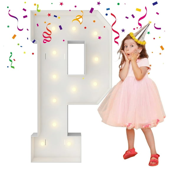 4FT Marquee Light Up Letters, Large Marquee Letters, Mosaic Balloon Frame Letters Big Letters For Engagement Wedding Decorations Birthday Party Backdrop Decor, Balloon Arch Kit Letter P
