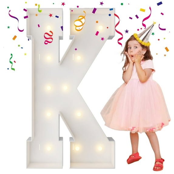 4FT Marquee Light Up Letters, Large Marquee Letters, Mosaic Balloon Frame Letters Big Letters For Engagement Wedding Decorations Birthday Party Backdrop Decor, Balloon Arch Kit Letter K