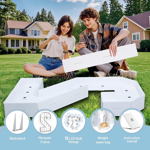 4FT Marquee Light Up Numbers 2,Party Decoration Large Marquee Light Up Letters with Weighted Water Bag,Pre-cut Foam Board Set Can Be Used for Birthdays,Weddings,Baby Anniversaries