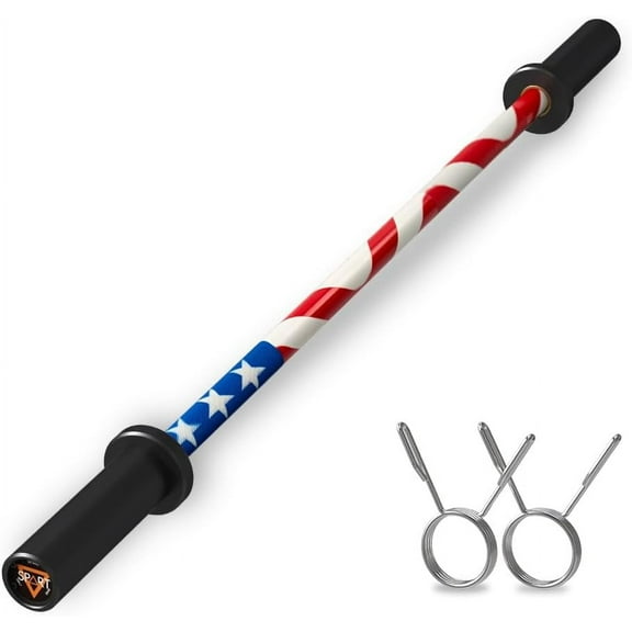 4FT Olympic Barbell Bar, 47Inch Straight Weight Bar with 2 Collars, Solid Olympic Bar with Bearings, 500Lbs Capacity Weightlifting Bar for Home Gym Strength Training, Suitable for 2 Inch Plates