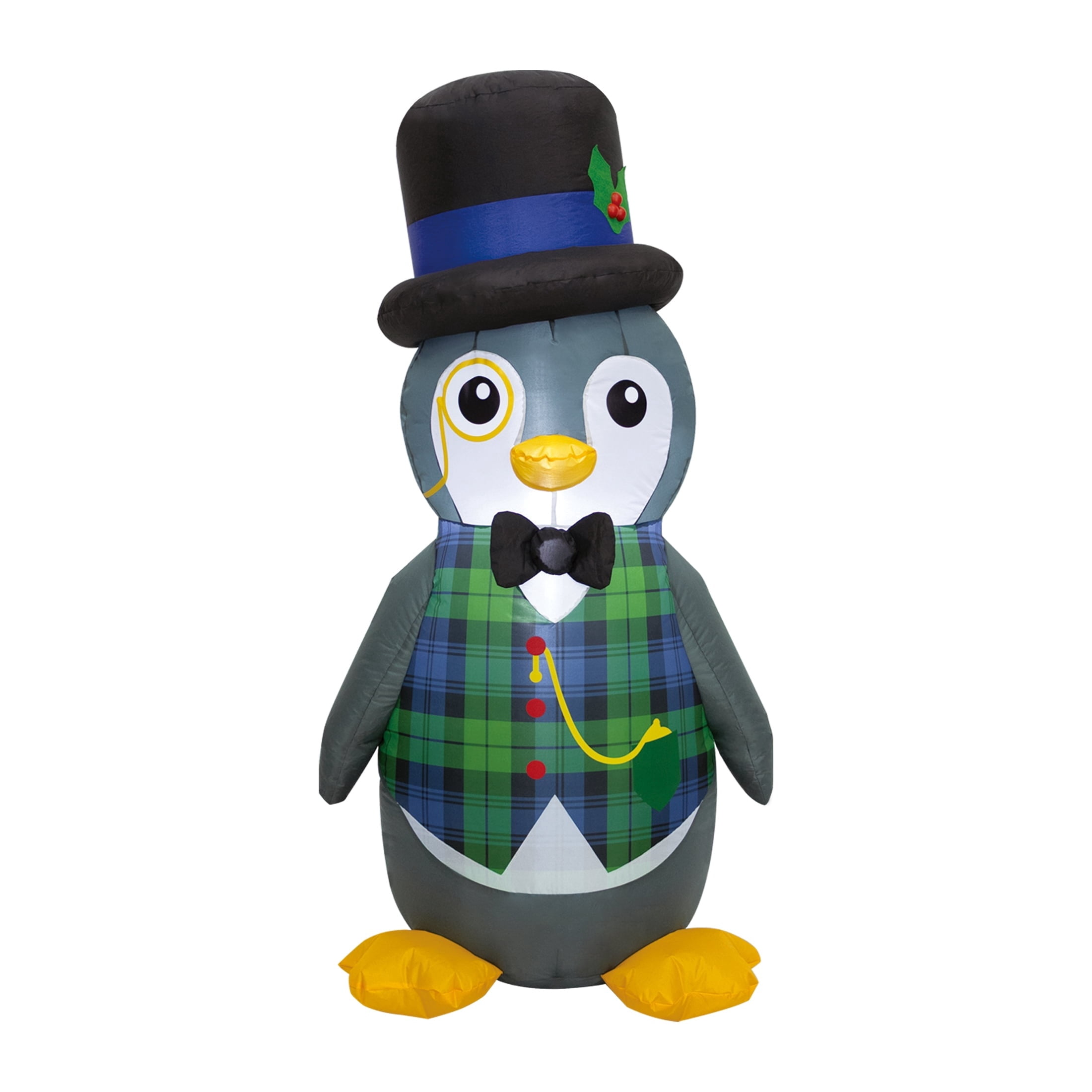Multicolor Monocle Penguin Christmas Airblown Yard Inflatable, 4', by Holiday Time